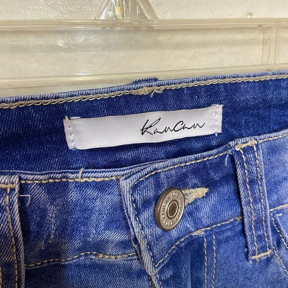 KanCan Distressed Cuffed Denim Shorts Juniors Size 3/25 Blue Medium Wash Stretch - Picture 5 of 5